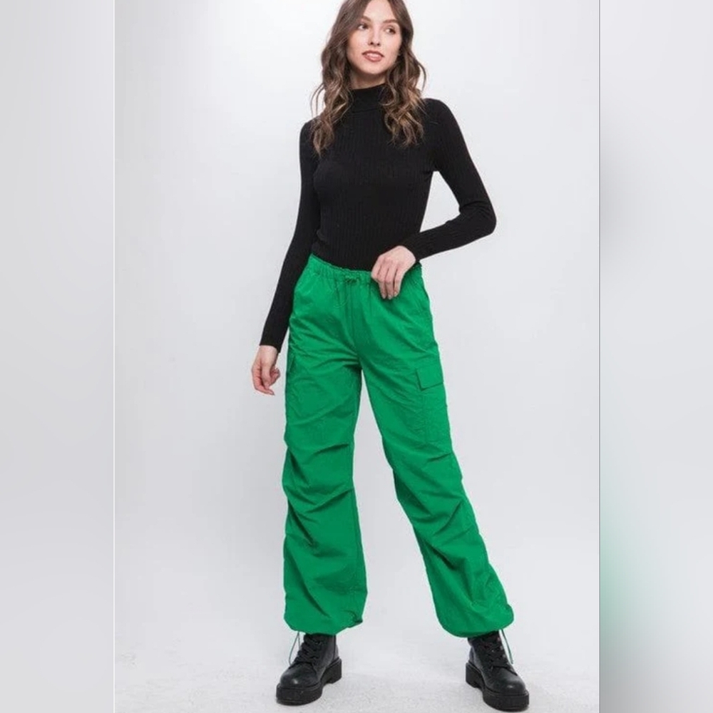 Love Tree Green Parachute Cargo Pants